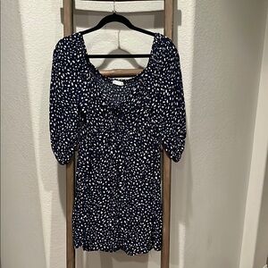 Navy and White Speckle Dot Dress